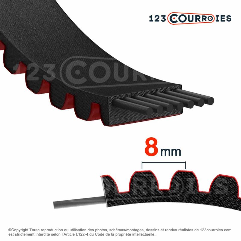 Courroie dentée Optibelt Delta chain carbon 14408MDC12 123 Courroies